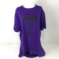 STUSSY ステューシー WORLD TOUR TEE S/S 紫 パープル Lサイズ Tシャツ 中古 /ｍ 250618 02287hi◇128
