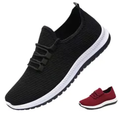 レディース ウォーキングシューズ 軽量 スリッポン スニーカー 衝撃吸収 滑りにくい ランニング 蒸れない 履きやすい フィットネス シニア カジュアル ブラック