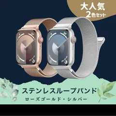 【2本セット】 Apple Watchバンド シルバー・ローズゴールド 38/40/41/42/44/45mm ステンレスループ