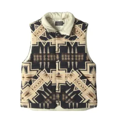 美品 PENDLETON ペンドルトン ベスト サイズ:M チマヨ ジャガード ウールコットン ラグ パテッド ベスト ベージュ ブラック系 アウター ジャケット ブルゾン 上着【メンズ】のサムネイル