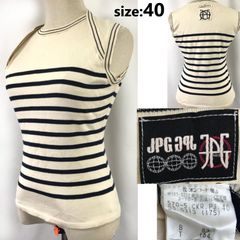 美品★Jean Paul Gaultier JEANS【ジャンポールゴルチエ 】 コットン/ノースリーブセーター/カットソー【レディース40/アイボリー/ボーダー柄】日本正規代理店タグ/オンワード/Tops◆BJ010-i