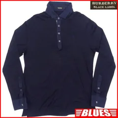 BURBERRY BLACK LABEL 廃盤 バーバリーブラックレーベル L ポロシャツ 3 古着 メンズ 紺 ネイビー 刺繍 日本製 長袖 ポロシャツサイズL一覧←SEULB屋着古← TY3962