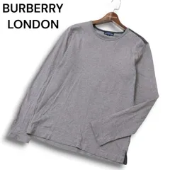 BURBERRY LONDON BLUE LABEL バーバリー ブルーレーベル ホース刺繍 長袖 チェック使い カットソー Tシャツ Sz.M メンズ 灰
