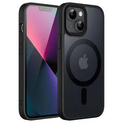 JEDirect iPhone 13 mini 5.4インチ用 マグネット ケース MagSafeに対応 半透明のマット背面 薄型 耐衝撃 カバー (ブラック) 1