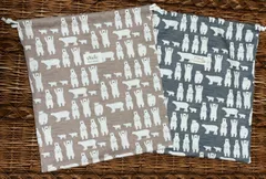 213 巾着袋　お道具入れ　縄跳び入れ　お着替え袋　35×30　グレー　ブラウン　2枚セット　シロクマ　動物