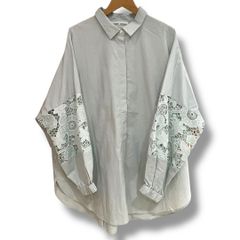 BEARDSLEY ビアズリー 袖レースブラウス ふんわり袖口 レース使い 透け感 フェミニン 大人カジュアル オーバーサイズ  緑 ミントグリーン サイズFree レディース 春 夏 ゴーゴー古着セントラルパーク名古屋店 No.752