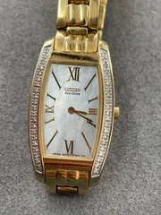 D【中古】CITIZEN シチズン エコドライブ ホワイト シェル文字盤 ゴールド