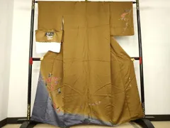 K-2312 訪問着 草野一騎 南天 グラデーション 焦茶色 大蔵ざらえセール】 【草野一騎】 特選本手加工友禅訪問着 ≪御仕立て