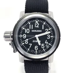 【美品・電池交換済み】SEALANE シーレーン／ミリタリー デイト SE38-NRBK／クォーツ／ステンレス・キャンバス／シルバー・ブラックのサムネイル