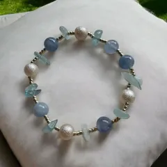 さざれアクアマリン パワーストーン ブレスレット おしゃれ　お守りアクセサリー 天然石 誕生石 誕プレ プレゼント