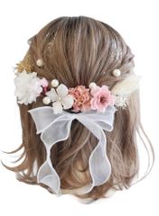 【人気商品】(ホワイト) O10 ロメリ【３色展開】オーガンジーリボンの髪飾り Lomeri