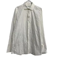 Calvin Klein 長袖 ストライプシャツ 16 L～ ホワイト カルバンクライン ボタン ドレスシャツ シンプル 古着卸 アメリカ仕入 a702-6503のサムネイル