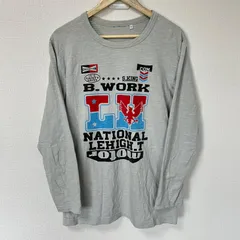 (^w^)b LEHIGH.T リーハイ 長袖カットソー Tシャツ ロンＴ ロゴプリント バックプリント カレッジ B.WORK NATIONAL  80's 90's ヴィンテージ アメカジ コットン 綿100% クルーネック グレー メンズ サイズL