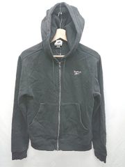 ◇ ⊇ Reebok リーボック 裏起毛 ジップアップ フーディ 長袖 パーカー サイズS ブラック メンズ E 【1409250035678】
