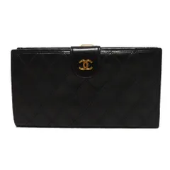 シャネル CHANEL ピコローレ がま口 長財布 ブラック 美品！CHANEL シャネル ビコローレ がま口 長財布 ブラック