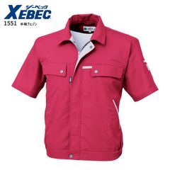 半袖ブルゾン ジーベック 1551 クレスタ 9色 SS～6L チェリーレッド レディース メンズ 作業着 春夏 エコ素材 制電 静電気防止 帯電防止 作業服 上着 ジャケット ワーク用 作業用 仕事着 速乾吸汗 夏用 ユニセックス XEBEC
