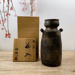 備前焼　木村陶峰　花入　花瓶　花器 楽天市場】【現品限り】 備前焼 耳付 花入 木村陶峰作 桐箱入り : お