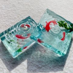 水鏡様お取り置き 10/17まで 金魚 レジンヘアゴム 土佐金 煌めく紅葉