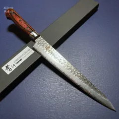 堺孝行　筋引　包丁　240mm   33層槌目ダマスカス  ミルフィーユ包丁　V金10号　青木刃物製作所のサムネイル