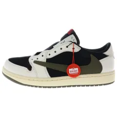 NIKE (ナイキ) ×TRAVIS SCOTT WMNS AIR JORDAN 1 LOW OG Medium Olive トラヴィススコット ウィメンズ エアジョーダン1 ローカットスニーカー  US10.5/27.5cm DZ4137-106