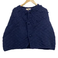 美品　45Rネイビー・ベージュ ストライプ ニット ストライプ×ニット トップ(W5W2059H) | MWEZI by ZURIsol oki