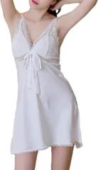 Cocos Pygmy ココスピグミー ハーフスリップ ナイトドレス ベビードール 無地 レース カップなし レディース(ホワイト,  M)