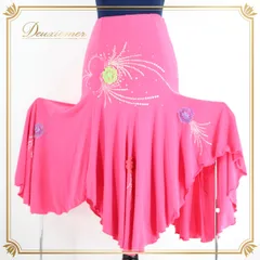 社交ダンス 衣装 スカート スタンダード レッスンウェア 社交ダンスパーティー 練習着 ピンク系 ラインストーン 花柄 T&Y 72cmウエストゴム 伸縮性あり 主役輝き 発表会 サルサ バレエ ヒップホップ フレアスカート ボディコン ダンス練習