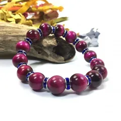 パワーストーン　ブレスレット　ピンクタイガーアイ　12mm （ダークブルー）メンズ・レディース　男性・女性　数珠ブレス　開運  [1]