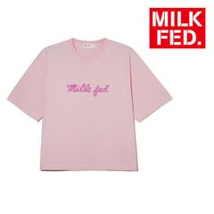 ミルクフェド tシャツ Tシャツ milkfed MILKFED ICING LOGO WIDE S/S TEE 103242011010 レディース ライトピンク ピンク ティーシャツ ブランド ティシャツ 丸首 クルーネック おしゃれ 可愛い ロゴ