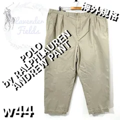 ポロバイラルフローレンツータックチノパンツアンドリュー極太POLORALPHLAURENw44ワイド大きいサイズパッチロゴベージュUSAアメリカ古着