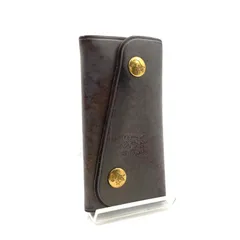 IL BISONTE  イルビゾンテ　キーケース　4連　ダブルホック　オールレザー　本革　ダークブラウン　ゴールド金具　イタリア製