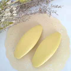 フェイクレザーパッチンピン　イエロー　2本セット 　ハンドメイド