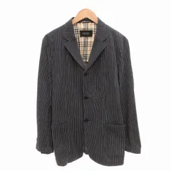バーバリーブラックレーベル BURBERRY BLACK LABEL ヒッコリー テーラードジャケット ストライプ 背抜き 3B サイドベンツ 裏地ノバチェック L 紺 ネイビー 春秋 /FT ■GY14