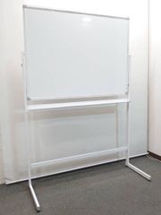 【店頭引き渡し限定】 脚付ホワイトボード ホワイトボード 片面 脚付き L字脚 マグネット対応 1200×900mm 白板 会議 ミーティング 【中古オフィス家具】【中古】