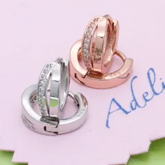 【フープピアス 幅5mm】[Adelina Style] ピアス レディース 人気 つけっぱなし ダブルリング フープピアス 1ペア リングピアス キュービックジルコニア S925 純銀製 金属アレルギー対応 (シルバー)