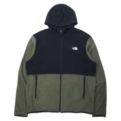 THE NORTH FACE フルジップ フリースジャケット フーディー XL ブラック カーキ ポリエステル ワンポイントロゴ刺繍