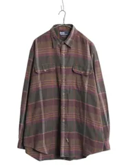 【お得なクーポン配布中!】 90s ポロ ラルフローレン チェック フランネル シャツ メンズ XL / オールド コットン 大きいサイズ ネルシャツ マルチカラー ポニー無し