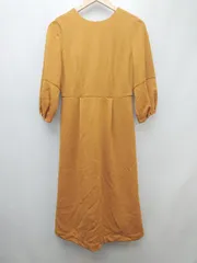 ◇ GIRL ガール パーティー お呼ばれ 七分袖 膝下丈 ワンピース サイズM キャメル レディース P  【1308240001320】