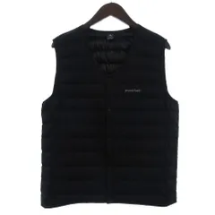 モンベル Montbell 美品 スペリオダウン ダウンベスト Vネック ナイロン 1101672 黒 ブラック M