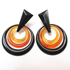 未使用保管品 本鼈甲 べっ甲 白甲 黒甲 イヤリング ラウンド 重量8.9g アクセサリー レディース D128LF