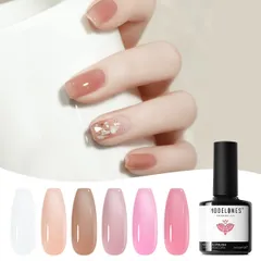 Modelones ジェルネイル カラージェルセット シロップジェル ピンク、ヌード、白、6色 UV/LED対応 ポリッシュタイプ ギフト ポリッシュタイプ キット 初心者 に適合セット