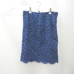 ◇ ⊂ UNITED ARROWS レース総柄 膝丈 フレア 総柄スカート サイズ ブルー系 レディース E  【1506130004820】