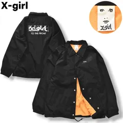 【美品】 エックスガール X-girl コーチ ジャケット ラグランスリーブ ナイロン ジャンパー ウィンド ウェア 裏起毛 2 ブラック x オレンジ ストリート カジュアル レディース ♪
