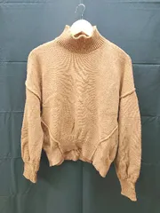 ◇ SLY ｽﾗｲ ドロップショルダー モックネック プルオーバー ニット セーター フリーサイズ モカ レディース E  【1301260038291】