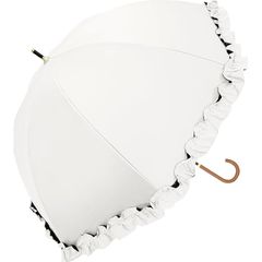 中谷 Natural Basic 晴雨兼用長傘 UVフリルドーム アイボリー 【914-052】 手開き 親骨サイズ:50cm ブラックコーティング加工 0