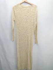 ◇ ◎ ⊂ LOWRYS FARM ローリーズファーム 総柄 長袖 ロング ワンピース サイズF ベージュ系 レディース E  【1410290005675】