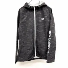 古着 ニューバランス NB NEW BALANCE ジップジャケット パーカー 長袖 ポリなど L ヘザーカラー ブラック×グレー×ホワイト 黒系 レディース
