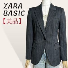 ❤️美品 ザラベーシック グレー ストライプ シングル 一つボタン美シルエット テーラードジャケット S レディース 3128