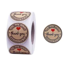 【人気商品】ありがとうシール シンプル 感謝 おしゃれ 封印ラベル ラッピング ロールシール(500枚) 丸型 丸型 シール 感謝/ギフト/ラッピング you 業務用 結婚式 Thank お誕生日 感謝シール パーティー Bowarepro クラフト紙ステッカ