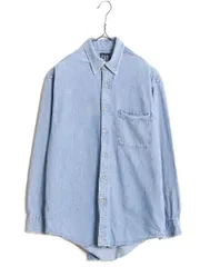 【お得なクーポン配布中!】 90s OLD GAP ボタンダウン 長袖 デニム シャツ メンズ S / 古着 90年代 オールド ギャップ 紺タグ 無地 ポケット付き BD 長袖シャツ ブルー